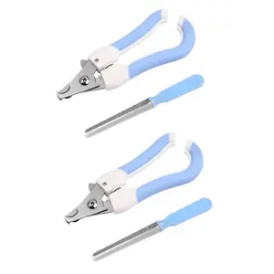 2Counts/Set 304 Stainless Steel Anti-Slip Pet Nail Clipper with LED Light Safe Lock Cat Dog Grooming Scissors Detachable Blade for Rabbit Guinea Pig Hedgehog Ergonomic Pet Care Tool