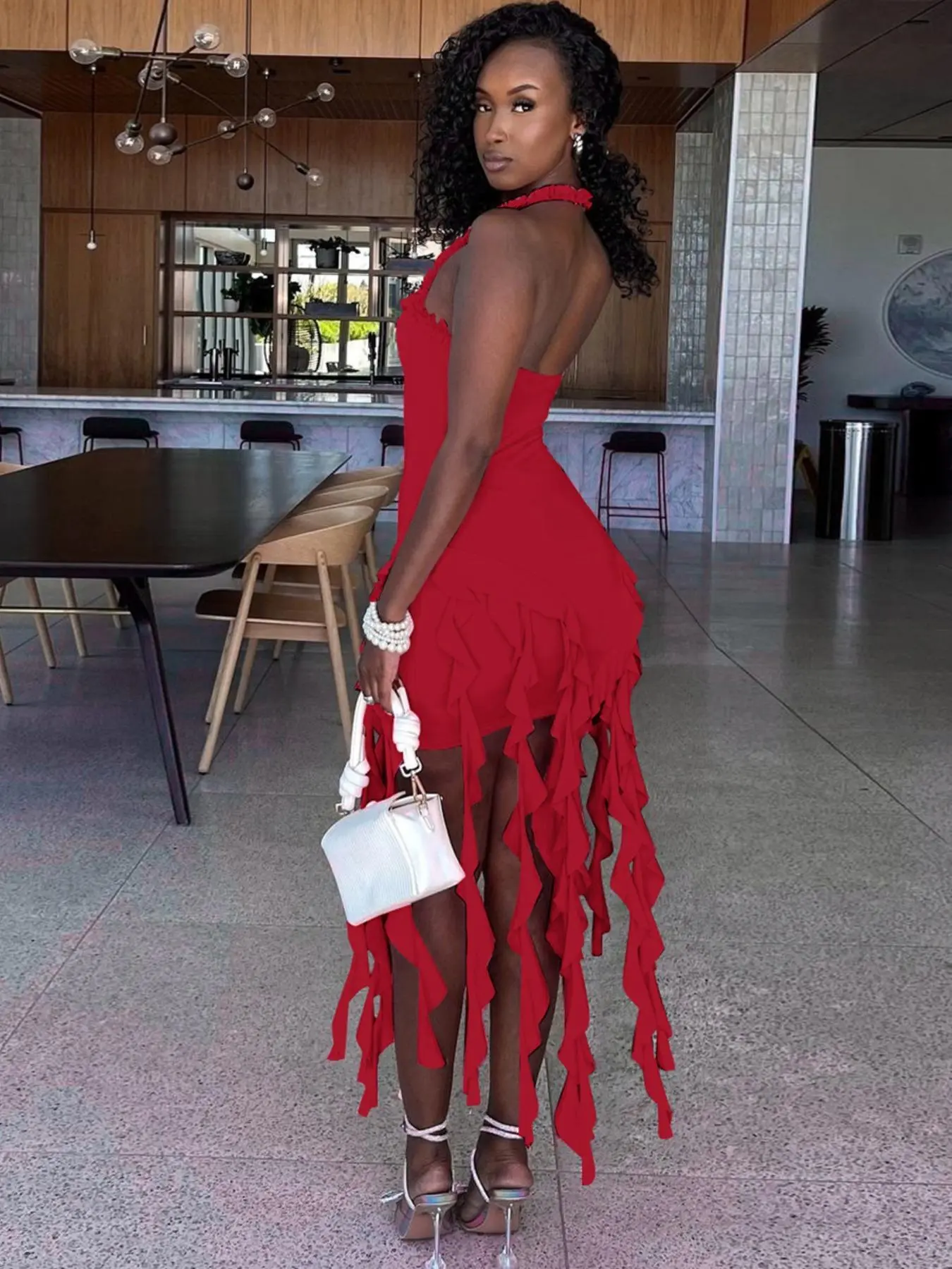 chinese dress ladies Oliana Lace Midi Dress Burgundy main image 0