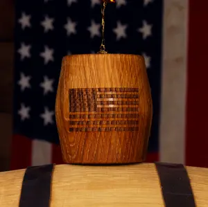 American Flag Oak Whiskey Tumbler – Handcrafted Patriotic White Oak Drinkware, Engraved USA Whiskey Cup, Made in USA