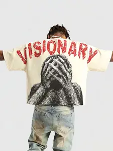 Visionary Dark Art Print Short Sleeve T-Shirt, Spring Summer Fashion Casual Street Vintage Tee, Men's Trendy Clothing