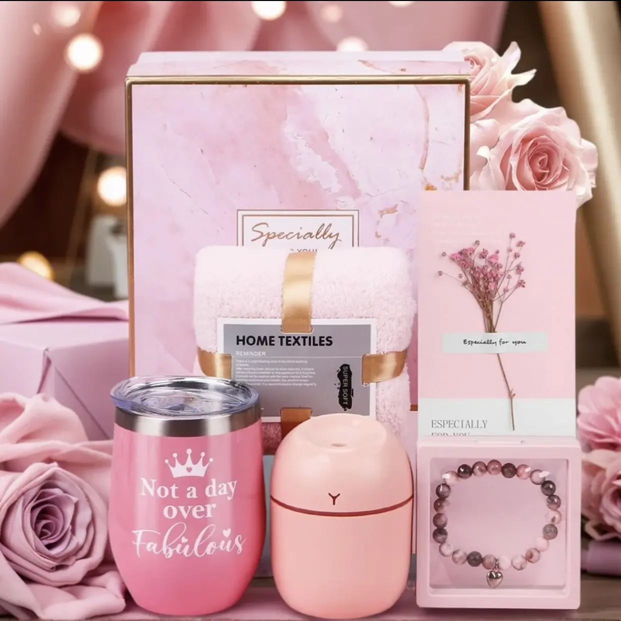 Perfect Gift Bundle with Box & Bag - Lucky Bracelet, 2-in-1 Cold Insulation Cup, Pampering Party Supplies for Girls (Birthday, Summer Surprises)
