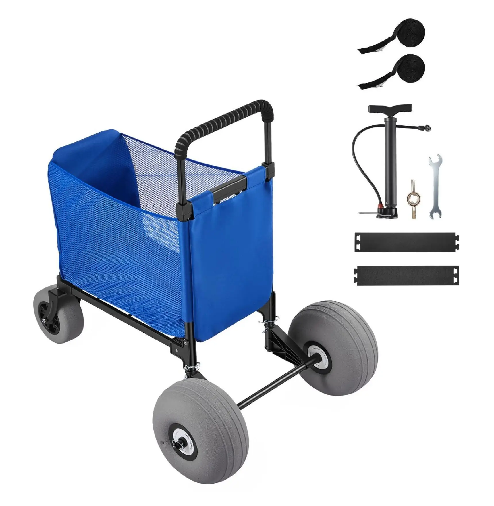 Beach Cart with Large Wheels, 165lbs Capacity Folding Wagon, Heavy Duty Beach Dolly, 12" Balloon Wheels, Adjustable Handle, Sand & Camping Default