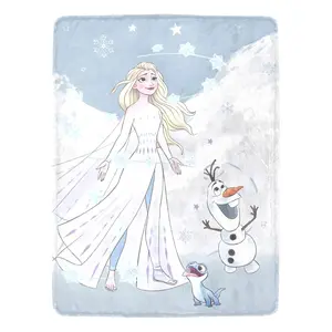 DISNEY CLASSIC Frozen Throw Blanket, Soft Cozy All-Season Camping & Travel Blanket with Vibrant Floral Print, Durable Lightweight for Outdoor Adventures, Snow Play