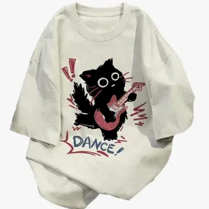 Youth and adult Harajuku Oversized Shirts Punk Cat Print Tees Summer Streetwear Casual Baggy Tshirts Tee Tops