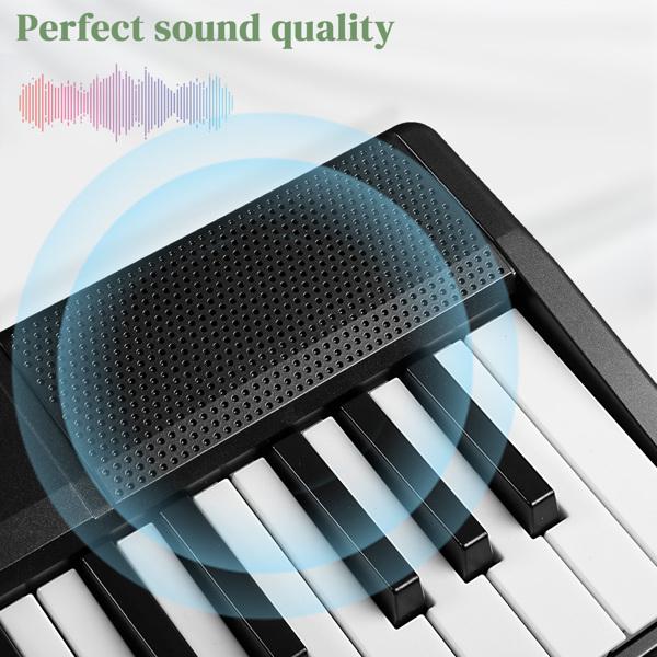 Folding Piano Keyboard,61 Keys Sensitive Electric Piano, Weighted Portable Electric Keyboards with Bluetooth , Digital Foldable Keyboard for Beginner (Black)61Key Folding Piano Semi-Weighted Standard Keyboards Digital Piano with Bluetooth, Handbag