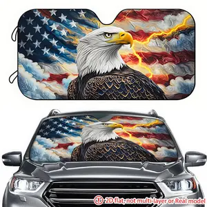 1pc American bald eagle flag car sun visor 2D high-definition printing, car sun visor effectively blocks sunlight, suitable for trucks SUV、 General Motors windshield decoration