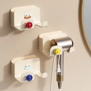 Dopamine Hair Dryer Holder, No Drill Hanging Storage Rack for Bathroom, Wall-Mounted Hair Dryer Organizer with Space-Saving Design, Cord Wrapping, Convenient Access, Cord Management