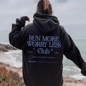 Oversized Running Hoodie – Trendy Back Print Sweatshirt, Marathon Gift, Motivational Runner Hoodie, Retro Aesthetic Running Sweatshirt LAS