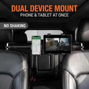 360° Rotating Car Mount Stand, Seat Back Headrest Combo Design, Universal Phone Tablet Holder, Rear Travel Hands-Free Viewing