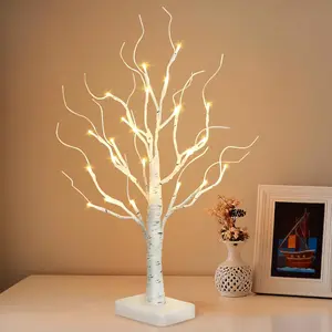 Vanthylit Lighted Birch Tree Battery Powered Tabletop Tree Decorations for Home Mantle Party Christmas Decorations (22 Inch)
