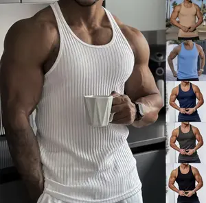 New Men's Loose Stripe Fitness Sleeveless Undershirt Casual Vest Top