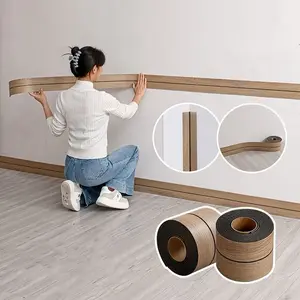 Self-adhesive wood grain baseboard, Wall panel molding, PVC decorative strip, window and door finishing strip, thickened anti-collision decorative strip, ceiling finishing strip, 118 inches x 3.94 inches, peel and stick, easy to install
