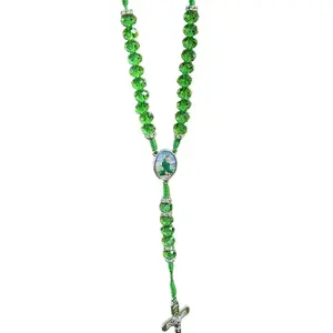 Green Saint Jude Rosary Necklace Urn - Elegant Way to Remember Loved Ones