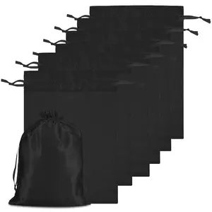 6 count Wig Bags Storage,Wig Bag with Satin Drawstring Wigs Travel Bag for Wigs Extension Bundle(Black)