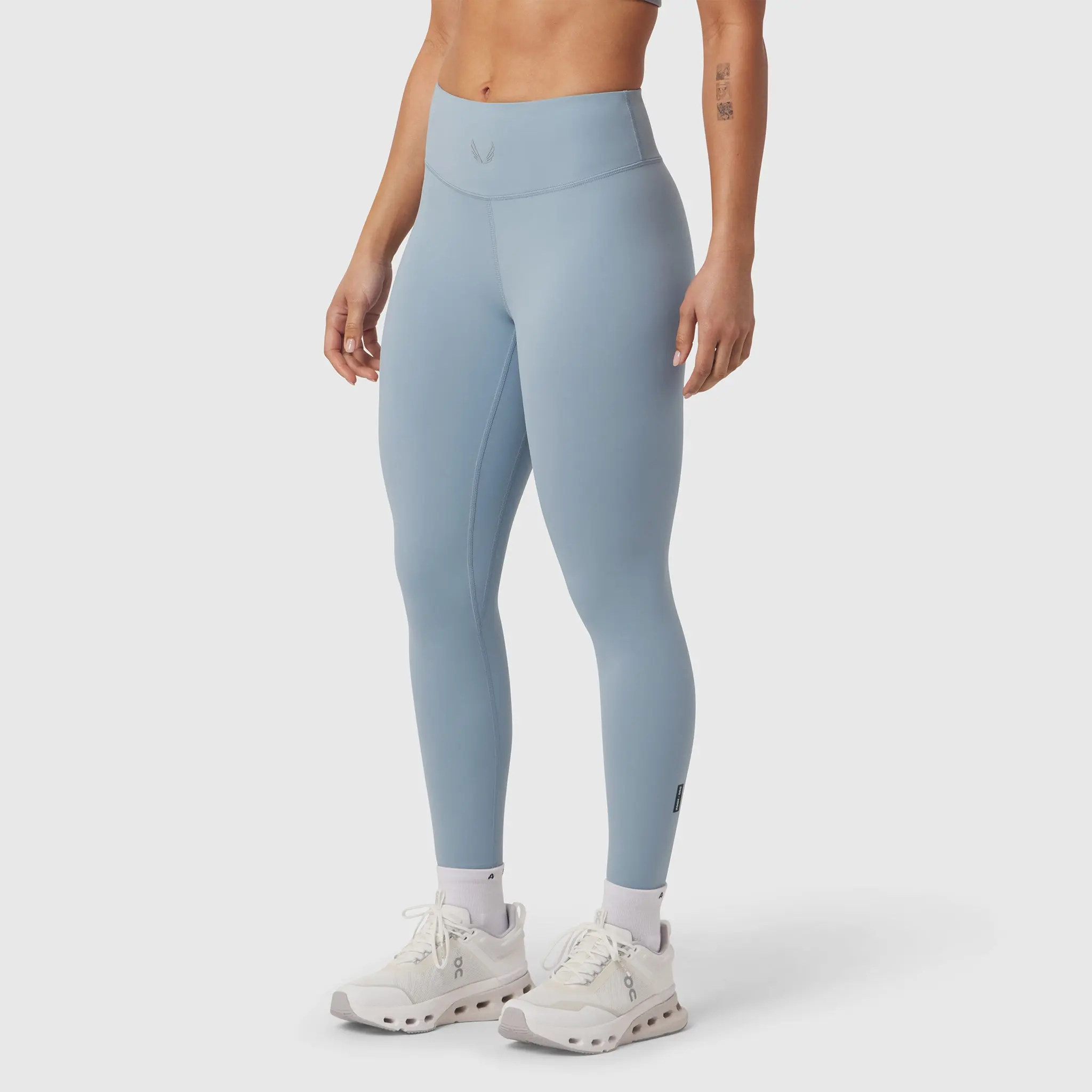 LYCRA ADAPTIV Leggings for Women, Supportive High-Waist Performance Tights with 2 Pockets and Reflective Details - Light Sky, S, M, Athleisure Wear, Sporty Chic, 4 Way Women's Sports Leggings, Activewear Vibes, Female, Athletic Fabric Women's Sports Leggi