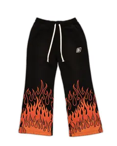 Build A Legacy - Sunset Orange Triple Flame Heavyweight Flared Sweat Pants