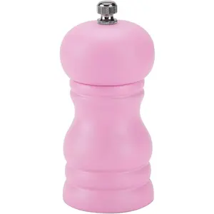 4.5 Inch Wooden Salt Grinder Mills Shakers with Adjustable Coarseness for Seasoning Meal Prep Cooking Dining, Pink