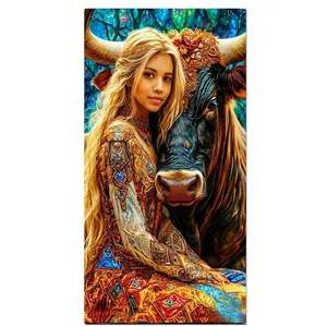 DIY 5D Diamond Painting Kits, Highland Cow And Beautiful Diamond Art Kits for Adults, Full Drill Diamond Dots Gem Paintings Canvas for Beginners, Perfect for Festival Home Wall Decor
