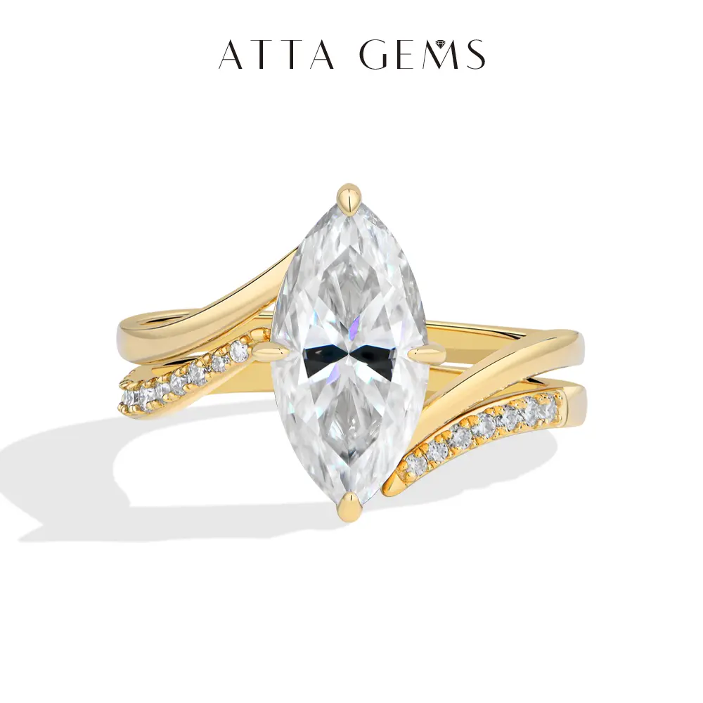 ATTAGEMS 3CT Marquise Cut D Color VVS1 Lab-Created Moissanite Ring for Women 925 Sterling Silver Ring Engagement Anniversary Gift Gorgeous Jewelry R390 summerwins,summerwins