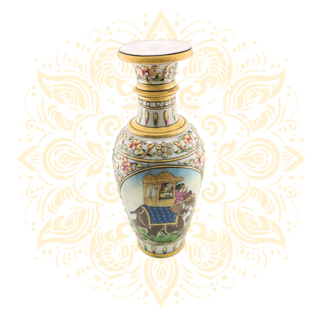 Hand-Painted Marble Flower Vase 12"