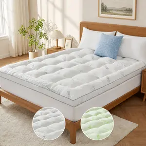 KRIMANO Memory Foam Mattress Topper - Viscose Made from Bamboo Pillow Top Thick Queen Size Mattress Pad for Back Pain, Ultra Soft & Cooling for Hot Sleepers, 6-18'' Deep Pocket bedroom