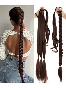 26 Inch Synthetic High Temperature Ponytail Hair Extension with Tie, Fluffy DIY Braided Style for Daily Wear, Perfect for Parties and Holidays, Synthetic Extensions