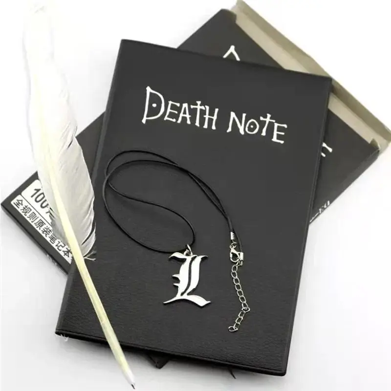 Anime Death Note Notebook L Necklace Feather Pen Set Collectable Journal Book Death Note Notepad Anime Death Note Notebook L Necklace Feather Pen Set Collectable Journal Book Death Note Notepad