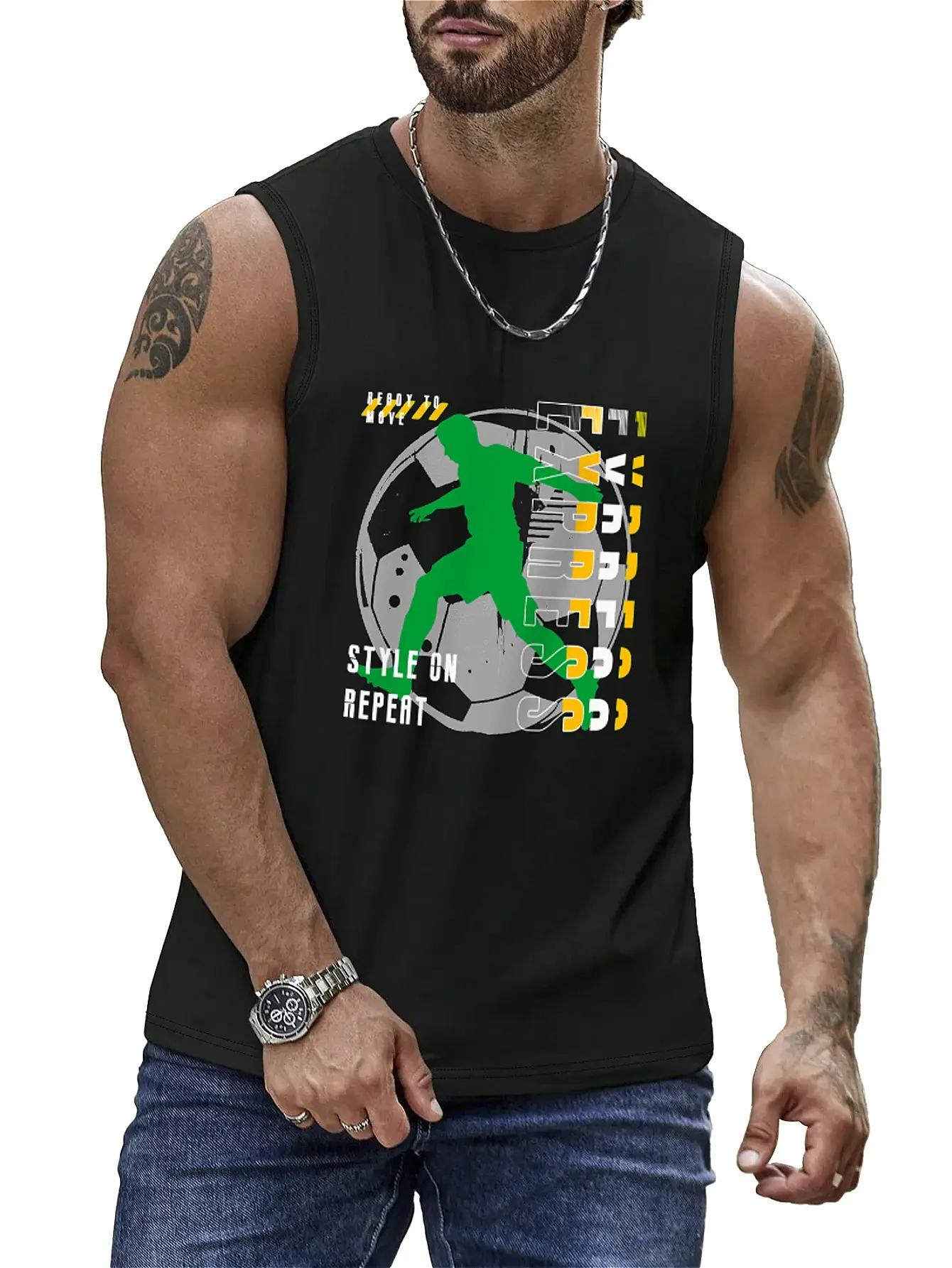Summer Men's Sporty Round - Neck Sleeveless Vest, Comfortable and Loose