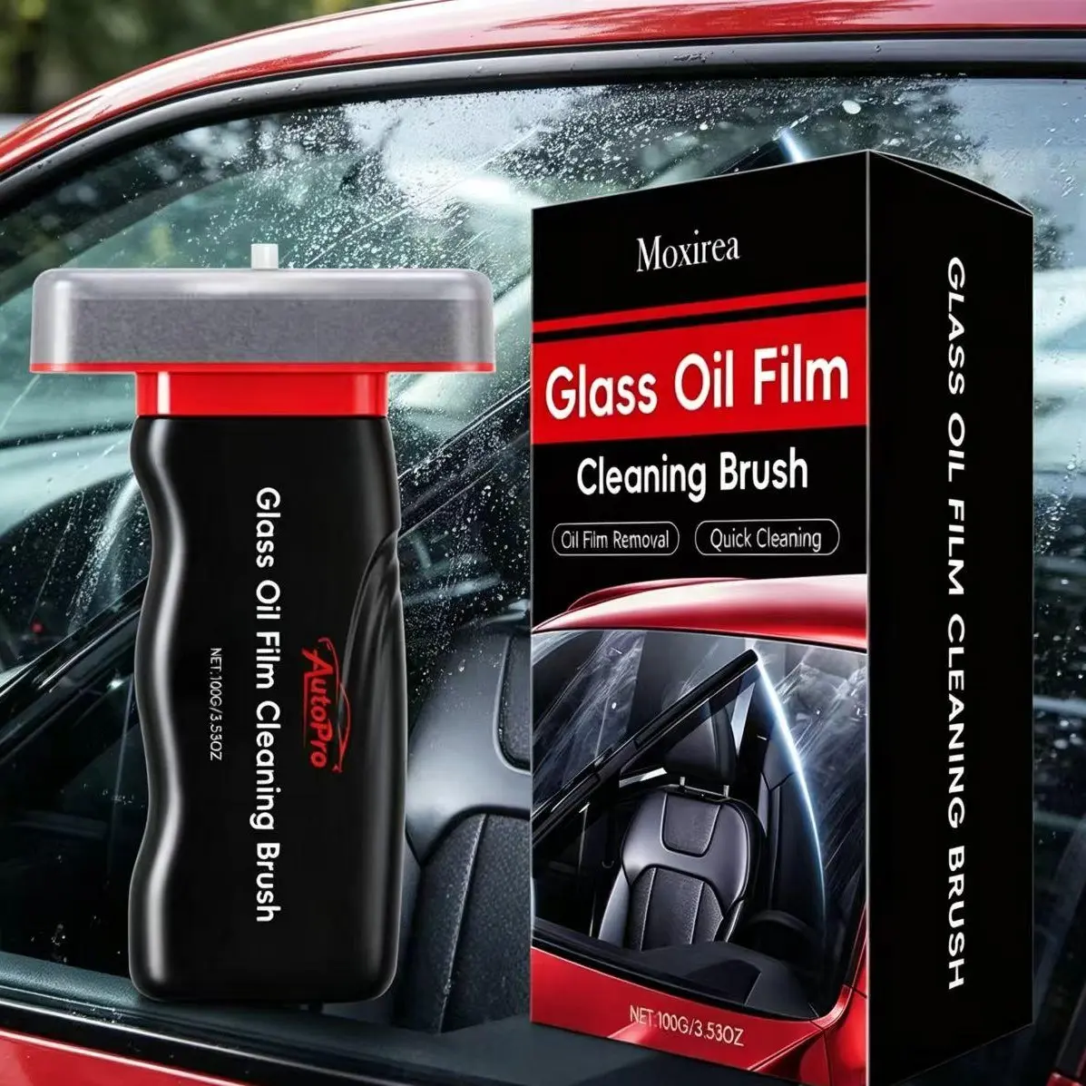 Automotive Handheld Oil Flmr Cream,Glass DecontaminationWithoutTraces,Window Oil Film Cleaning-100g Windshield Cleaner Kit Windshield Washer Tablets