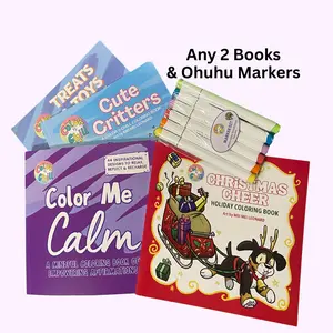 2-Book Premium Coloring Bundle + Ohuhu Marker Pack Pick Any 2 Books + 6 or 12 Pack Markers