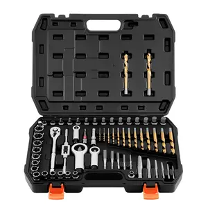 63-Piece Screw Extractor Set with Nut/Bolt Extractors, Nut Splitters, Taps, Drill Bits, Wrenches, Adapters, and Durable Storage Case for Removing Rounded, Broken, or Stripped Fasteners, Ideal for Home Workshop, Auto Maintenance
