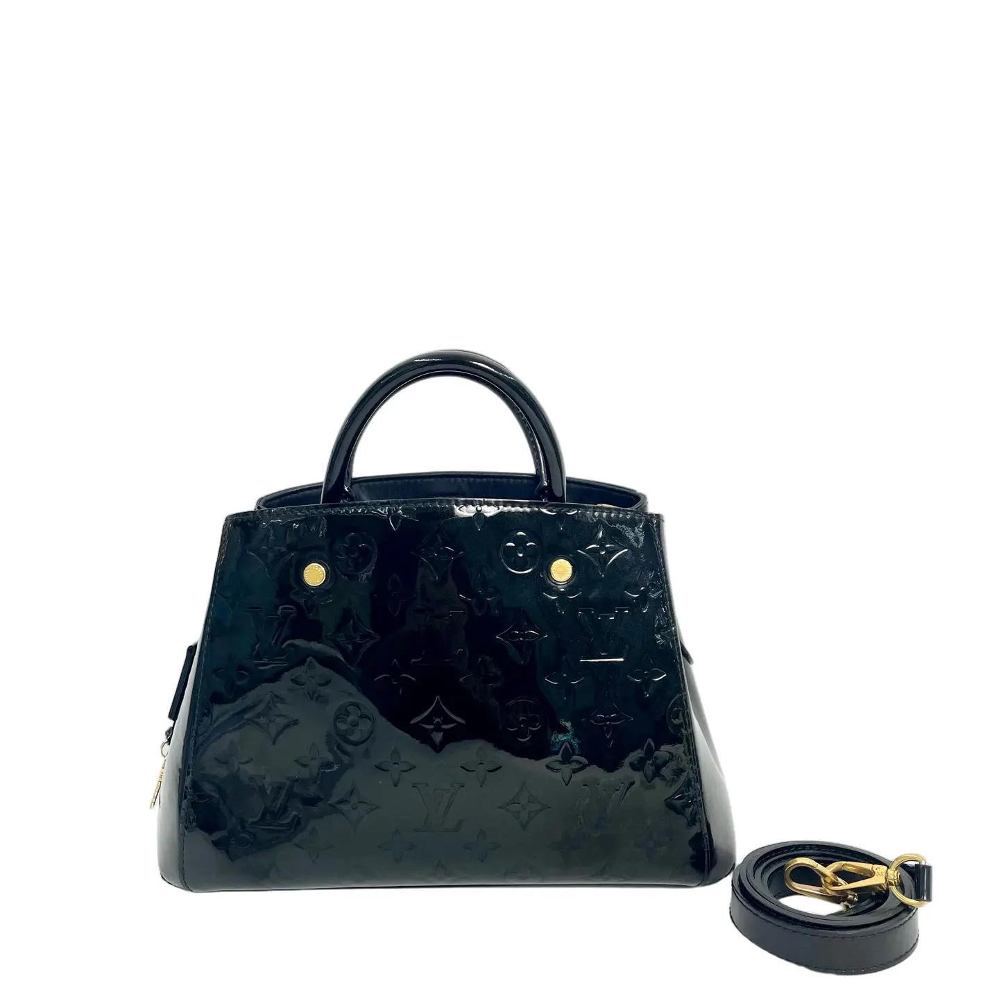 Pre-owned patent leather handle bag Louis Vuitton Montaigne MM Monogram Vernis Leather Handbag Black