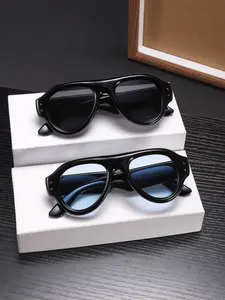 Men's Pilot Sunglasses Frame Set, Lightweight Frames, Soft Color Lenses, Classic Style Casual Look for Vacation Travel