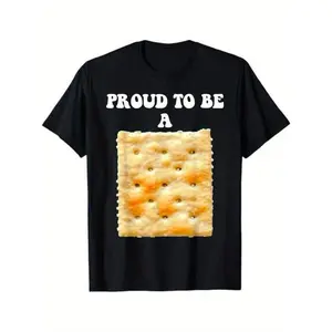 100% Cotton Proud to be a Cracker" Humorous T-Shirt - 100% Cotton, Black with Saltine Design t shirts