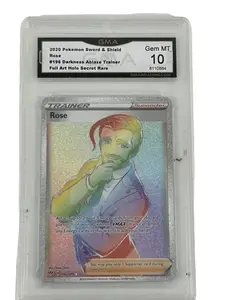 Pokemon 2020 Rose Full Art Rainbow Darkness Ablaze Trainer #196 GMA 10 Gem MT Charizard Supporter Card 8110884 Collectible Trading Card Game