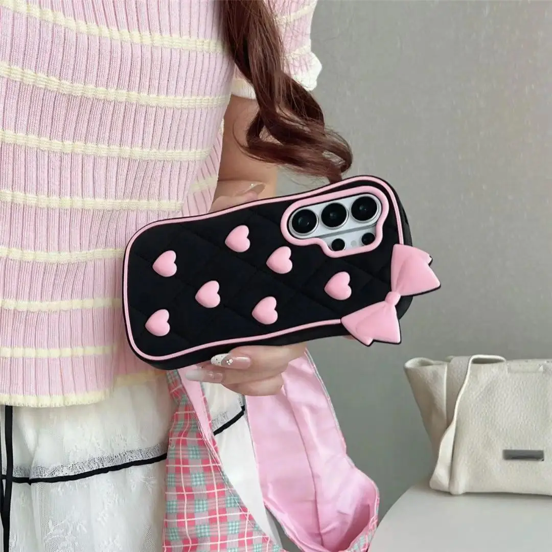 3D Cartoon Kitten Shockproof Smartphone Case with Bowknot & Lotus Design, Camera-Safe Handheld Cellphone Protector Accessory for Samsung Galaxy S26-S25-S24-S23 Ultra FE A57-A37-A07-A56-A36-A26-A17-A16-A15-A35-A55-A54-A24 & iPhone Devices
