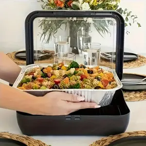 1pc Aluminum Foil Tray Holder Set, Bento Box - Insulated Stainless Steel Baking Sheets (14*11.2*3.3in) - Perfect for Outdoor Picnics, Barbecues & Camping - Keeps Food Warm, for Home