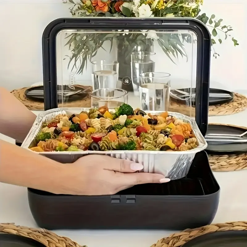 1pc Aluminum Foil Tray Holder Set, Bento Box - Insulated Stainless Steel Baking Sheets (14*11.2*3.3in) - Perfect for Outdoor Picnics, Barbecues, Camping & Cooking - Keeps Food Warm, for Home