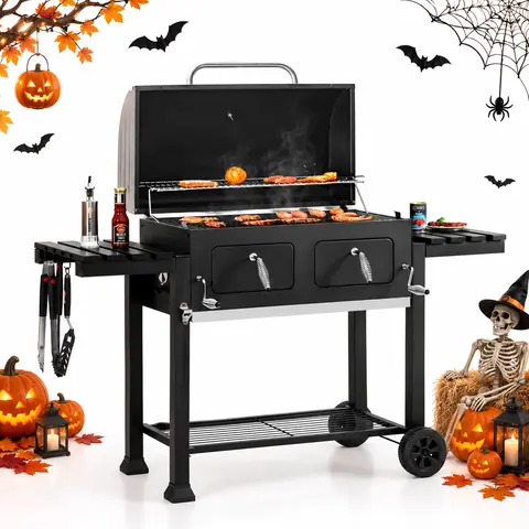 PHIVILLA Extra Large Charcoal BBQ Grill, 794 SQ.IN. Cooking Area, Easy Clean Full Size Ash Tray, Enamel Grilling Racks, Smokeless, Metal Iron Barbecue