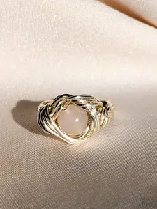 Rose Quartz Ring Handcrafted Copper Wire Genuine Gemstone Calming Energy Adult Fashion Accessory
