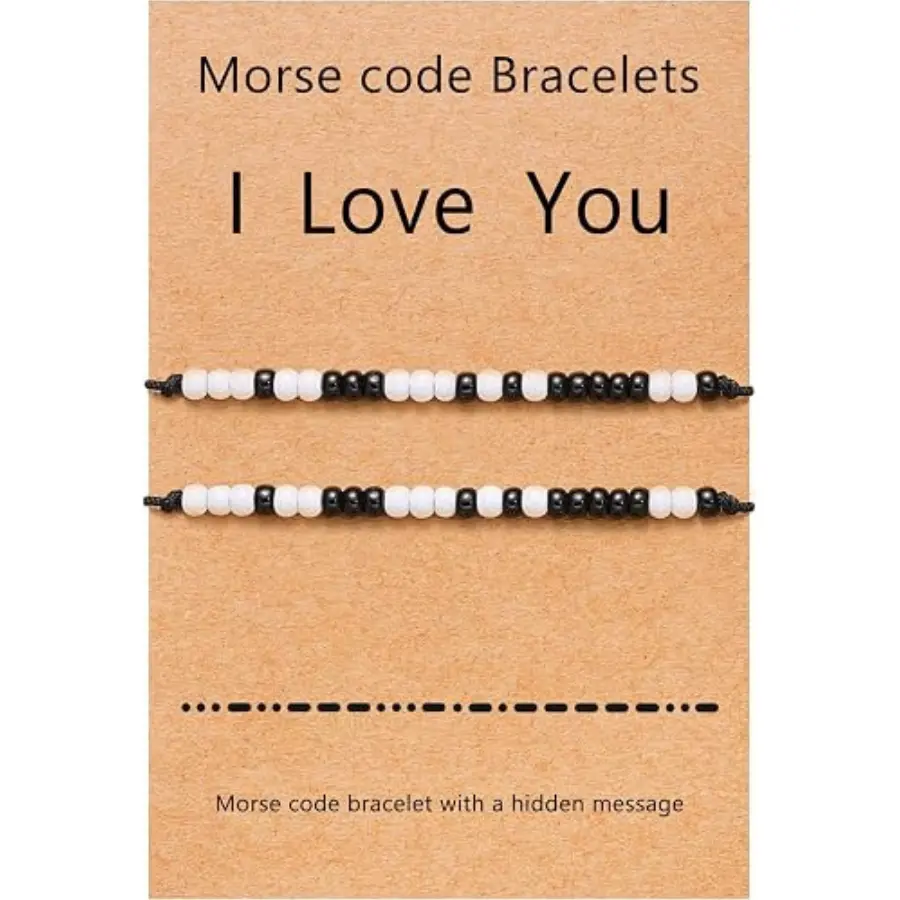 I Love You Morse Code Matching Bracelets – Couple Gift for Him & Her | Long Distance Love Gift