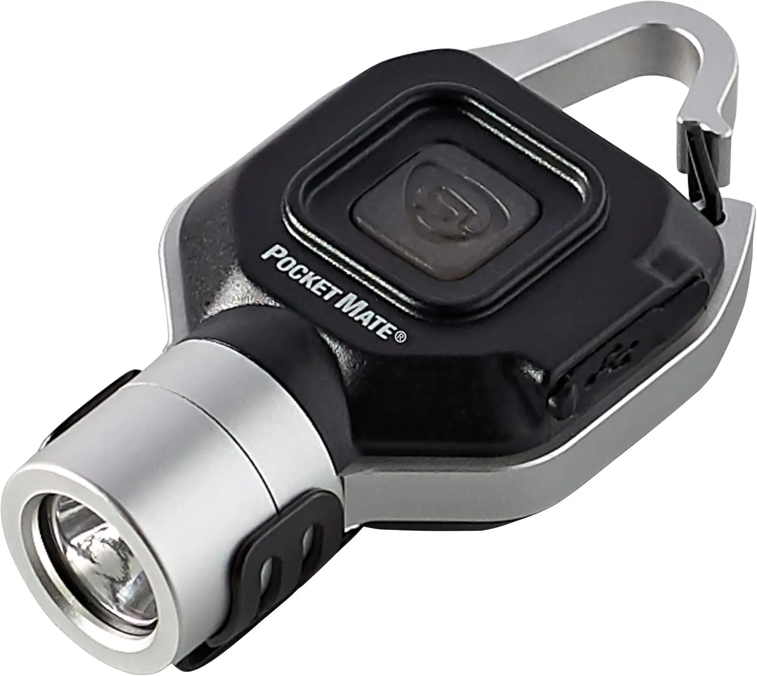 Streamlight 73300 Pocket Mate Compact Polycarbonate Keychain Torch/Clip-on USB Rechargeable LED Flashlight - 325-Lumen, 0.50 oz, Recessed Zipper, Snap Hook, Silver, for Adults, LED Lights