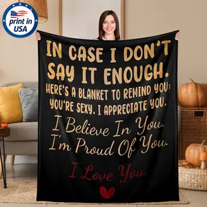 Flannel Throw Blanket with Loving Inspirational Quotes, Christmas gift for couples gifts for girls 280GSM Soft Cozy Warm Lightweight Portable, Emotional Gift for Couples Wife Husband, Supportive Uplifting Heartfelt for Bed Couch throw