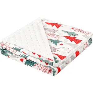 Baby Plush Mink Blanket Layer with Dotted Backing for Baby Girl or Baby Boy (Red Tree Christmas)