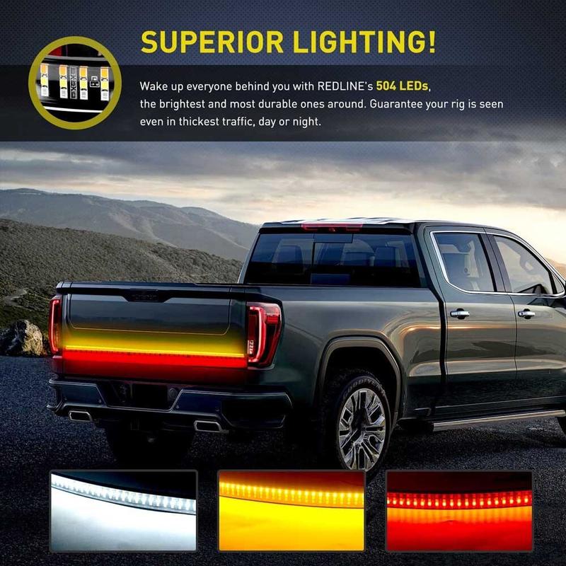 60" Truck Tailgate Light Bar  432 LED Single Row Light Strip with Red Running Brake Lights Turn Signal WhitE Reverse Light Lightbar