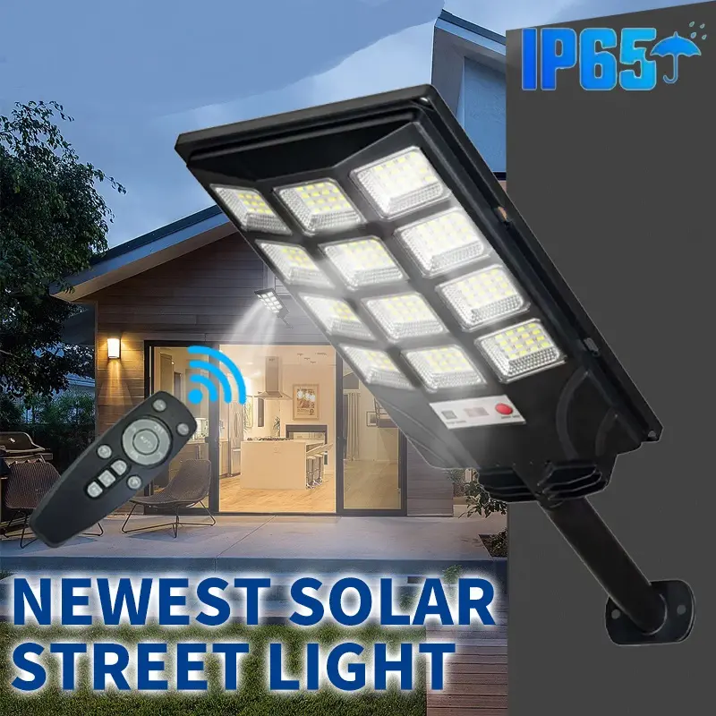 Upgraded Solar Street Light Outdoor 5730 SMD LED 120LM/W Super Bright Monocrystalline Panel LiFePO4 Battery IP65 Waterproof for Yard Garden Street Garage,Deals For You Days