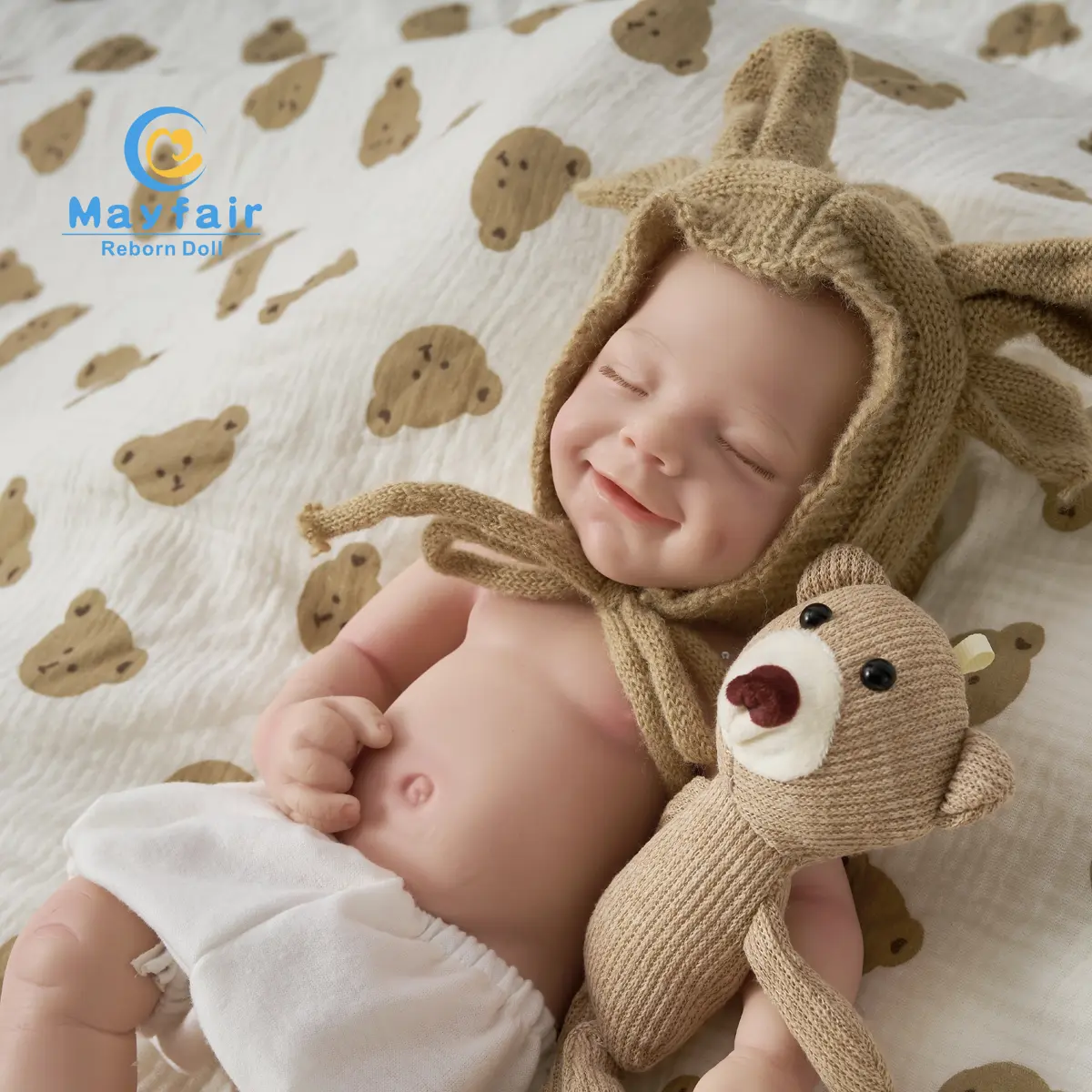 Summerwins Lifelike Newborn Doll - 16 in/40cm 3.6 lb Full Body Silicone Mayfair Reborn Boy Doll, Drink-and-Wet, Soft Weighted Cuddly Toy Gift for Summer Vibes