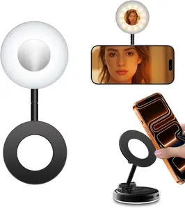 3-in-1 Magnetic Beauty Selfie Light, Ultra Slim Magnetic Selfie Light, 360 Rotation LED Fill Light with Mirror, Content Creator Selfie Ring Light for Photography/TikTok/Zoom Calls/Video Conference