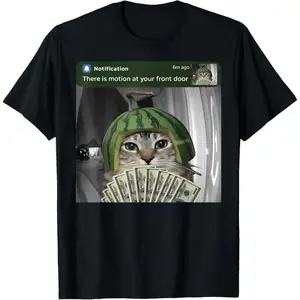 Cotton There is Motion At Your Front Door Funny Cat Motion Meme T-Shirt
