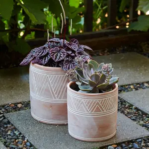 Rangoli Terracotta Cylinder Pots